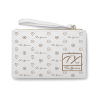 ThatXpression Fashion's TX8 Elegance Collection White and Tan Designer Clutch Bag