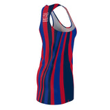 ThatXpression Fashion Navy Red Enlarged Buffalo Racerback Dress