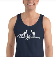 Unisex Two Fists Two Thumbs One Love Takeover Navy Tank(18)