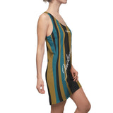 ThatXpression Fashion Gold Black Teal Jacksonville Striped Racerback Dress