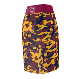 ThatXpression Fashion Navy Gold Camouflaged Women's Pencil Skirt 1YZF2