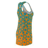 ThatXpression Fashion D'Cut Miami Orange Teal Designer Tunic Racerback