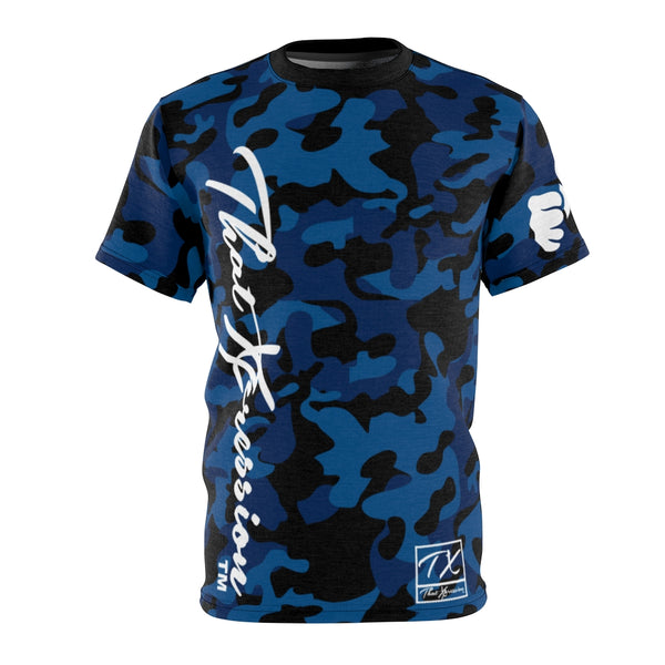 ThatXpression Fashion Navy Blue Black Ultimate Camo Themed Unisex T-shirt XZ3T