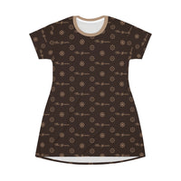 ThatXpression Fashion's Elegance Collection Brown and Tan T-Shirt Dress