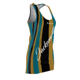 ThatXpression Fashion Gold Black Teal Jacksonville Striped Racerback Dress