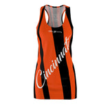 ThatXpression Fashion Black Orange Enlarged Cincinnati Print Racerback Dress