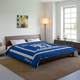 Train Hard And Takeover Affirmation Sports Gym Fitness Blue(CF4) Comforter
