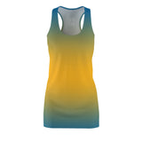 ThatXpression Fashion B2S Teal Gold Designer Tunic Racerback Dress