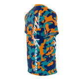 ThatXpression Fashion Orange Teal Navy Ultimate Camo Themed Unisex T-shirt XZ3T