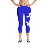 Women's Gym Fit or Casual Capri Leggings Blue/White by ThatXpression - ThatXpression