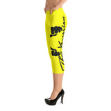 Women's Gym Fitness Casual Capri Leggings Yellow/Black by ThatXpression