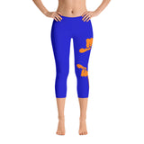 Women's Gym Fit or Casual Capri Leggings Blue/Orange by ThatXpression - ThatXpression