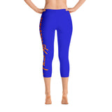 Women's Gym Fit or Casual Capri Leggings Blue/Orange by ThatXpression - ThatXpression