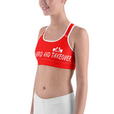 Train Hard And Takeover Red / White Gym Workout Sports bra