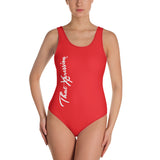 ThatXpression Fitness Inverted Red And White One-Piece Swimsuit
