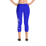 Women's Gym Fit or Casual Capri Leggings Blue/White by ThatXpression - ThatXpression