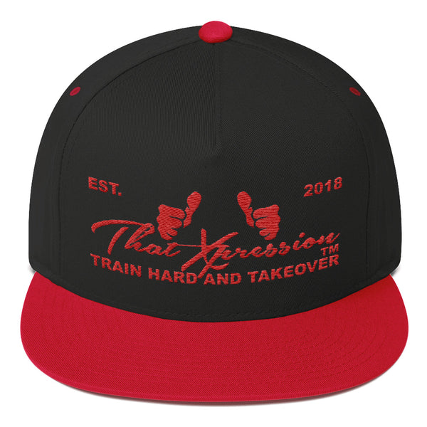 Train Hard And Takeover Gym Fitness Motivational RED/BLK Gym Workout Flat Bill Cap
