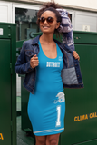 ThatXpression Fashion Fitness Designer His & Hers Detroit Themed Superfan Fitted Dress