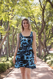ThatXpression Fashion Navy Blue Camo Skater Dress