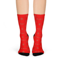 ThatXpression Fashion's Elegance Collection Red and Tan Crew Socks