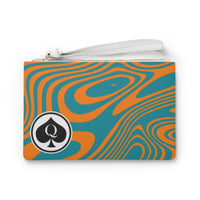 Queen Of Spades Collection Orange Teal Clutch Bag