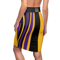 ThatXpression Fashion Purple Gold Striped Themed Women's Pencil Skirt 7X41K