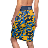 ThatXpression Fashion Navy Blue Camouflaged Women's Pencil Skirt 1YZF2
