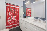 Train Hard And Takeover Sports Fitness Themed Red(CF) Bathroom Curtains