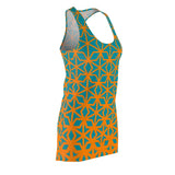 ThatXpression Fashion B2S Orange Teal Designer Tunic Racerback Dress