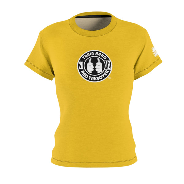 ThatXpression Fashion Train Hard Badge Yellow Women's T-Shirt-RL
