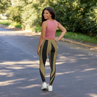 ThatXpression Fashion Black Gold Savage Themed Spandex Leggings-RL2