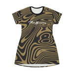ThatXpression Fashion Black Gold Swirl T-Shirt Dress P98J
