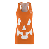 ThatXpression Spooky Happy Smiley Orange Pumpkin Halloween Racerback Dress