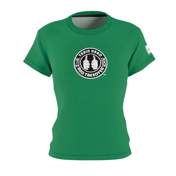 ThatXpression Fashion Train Hard Badge Green Women's T-Shirt-RL