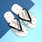 ThatXpression Fashion's Elegance Collection White and Tan Unisex Flip Flops