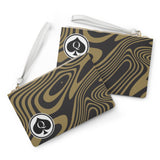 Queen Of Spades Collection Black Gold Clutch Bag