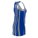 ThatXpression Fashion Blue Gray Enlarged Savage Print Racerback Dress
