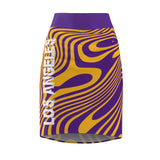 ThatXpression Los Angeles Purple Gold Themed Fan Fitted Pencil Skirt 5TMP1