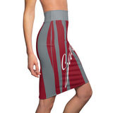 ThatXpression Fashion Crimson Gray Savage Striped Themed Women's Pencil Skirt 1YZF2