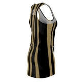 ThatXpression Fashion Black Gold Enlarged Savage Print Racerback Dress