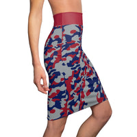 ThatXpression Fashion Red Navy Camouflaged Women's Pencil Skirt 7X41K