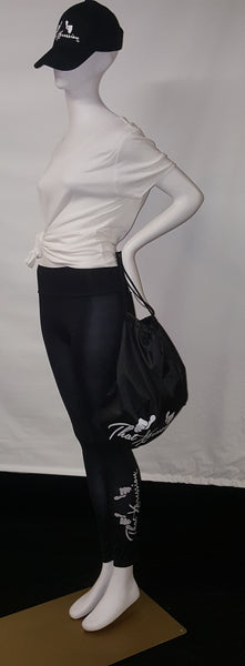 Women's Gym Fitness Casual Leggings Black/White Logo by ThatXpression