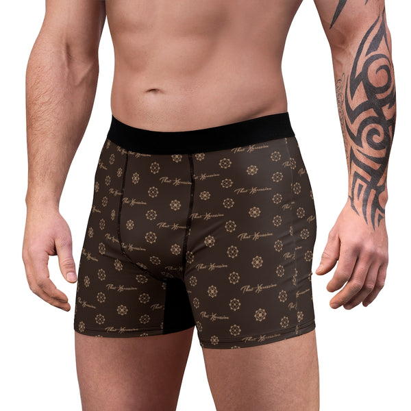 ThatXpression Fashion Elegance Collection Brown and Tan Boxer Briefs