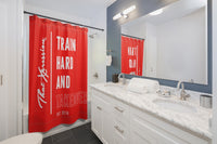 Train Hard And Takeover Sports Fitness Themed Red(CF) Bathroom Curtains