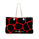 ThatXpression Fashion Stylish Red Black Cobble Pattern Weekender Bag R27KB