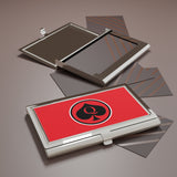 Queen Of Spades Black Red Polished Business Card Holder