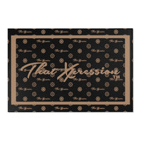 ThatXpression Fashion Script Designer Black and Tan Area Rugs