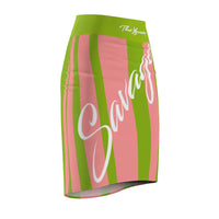 ThatXpression Fashion Pink Green Savage Striped Women's Pencil Skirt 7X41K