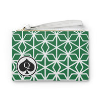 Queen Of Spades Collection Green White Clutch Bag