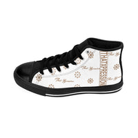 ThatXpression Fashion's Elegance Collection White and Tan Men's High-top Sneakers